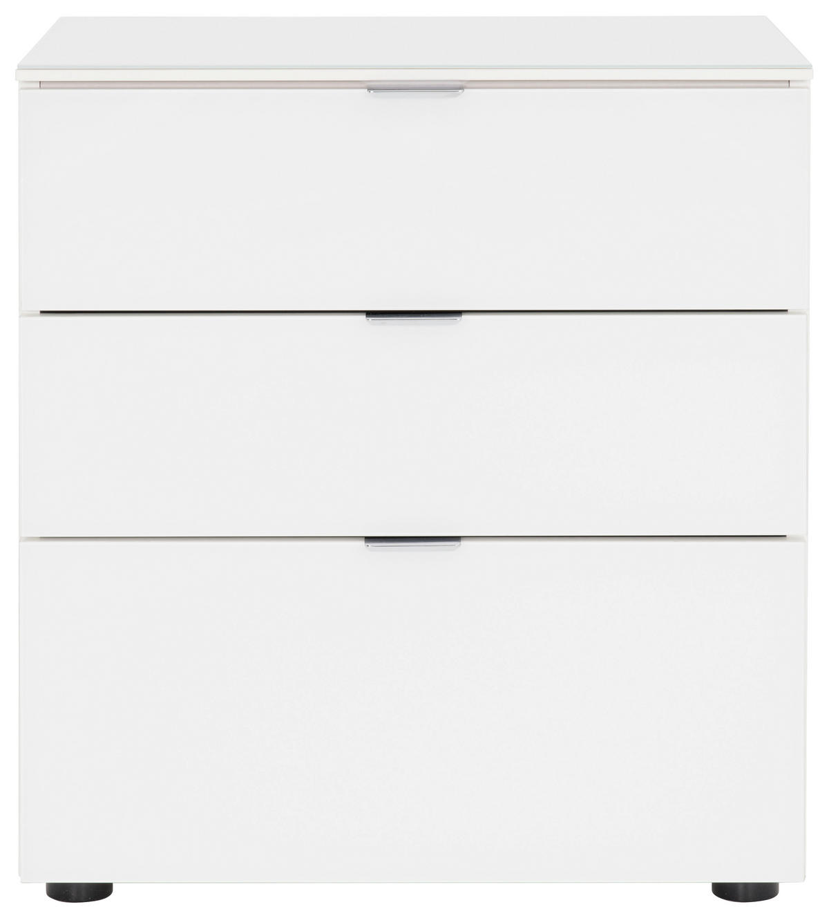 NACHTKÄSTCHEN 58/62.5/40 cm  in Weiss  - Chromfarben/Weiss, Konventionell, Glas/Holzwerkstoff (58/62.5/40cm) - Moderano