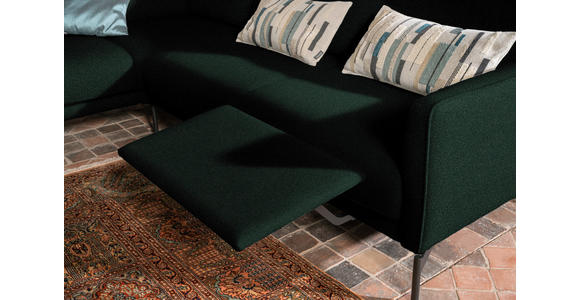 ECKSOFA in Flachgewebe, Struktur Dunkelgrün  - Dunkelgrün/Anthrazit, Design, Textil/Metall (230/254cm) - Ambiente