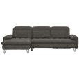 ECKSOFA in Chenille Braun  - Schwarz/Braun, LIFESTYLE, Textil/Metall (180/310cm) - Valnatura