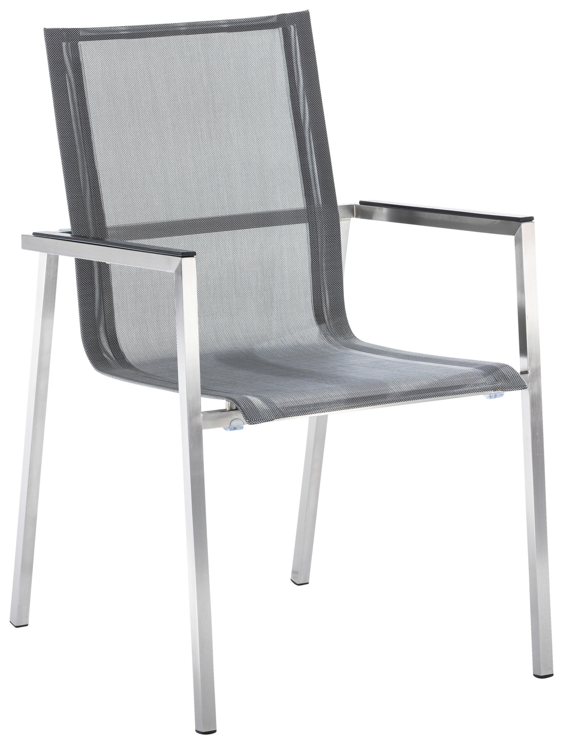 GARTENSTUHL Edelstahl Grau, Silberfarben  - Silberfarben/Schwarz, Design, Textil/Metall (56/88/65cm)