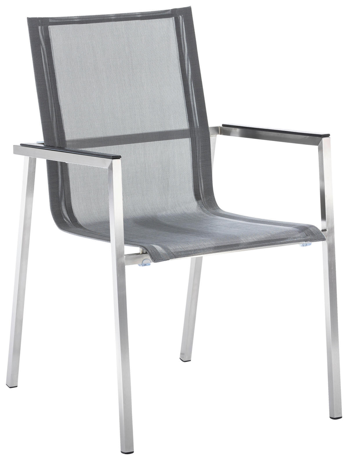 GARTENSTUHL Edelstahl Grau, Silberfarben  - Silberfarben/Schwarz, Design, Textil/Metall (56/88/65cm)