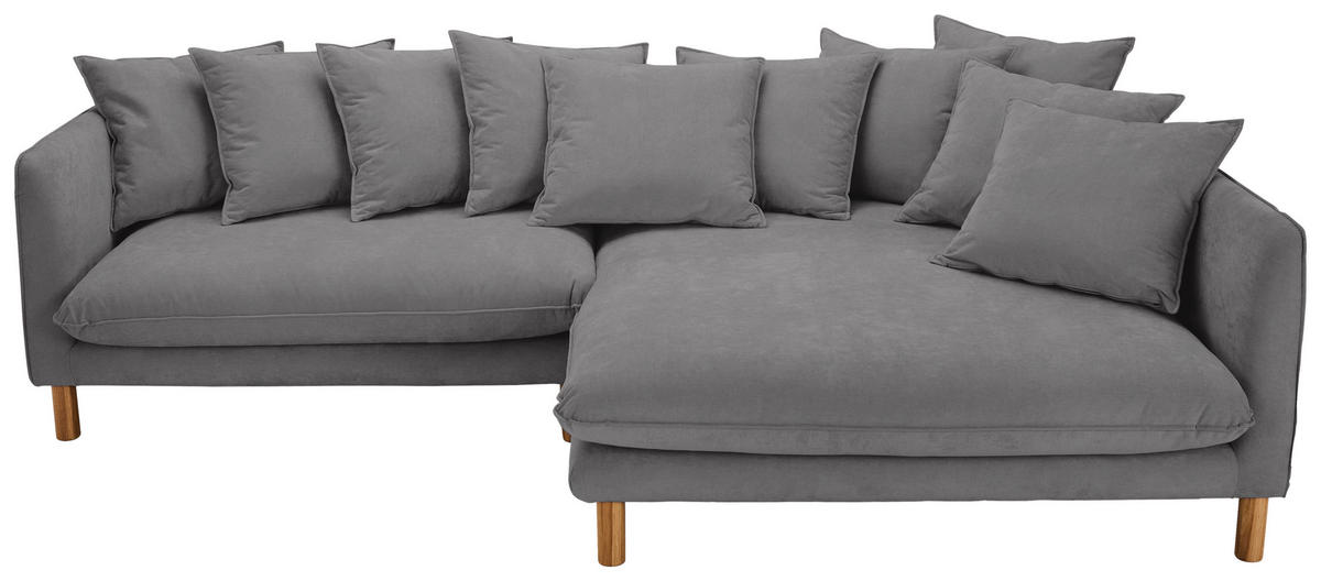 ECKSOFA Grau Chenille  - Buchefarben/Grau, KONVENTIONELL, Holz/Textil (276/162cm) - Carryhome