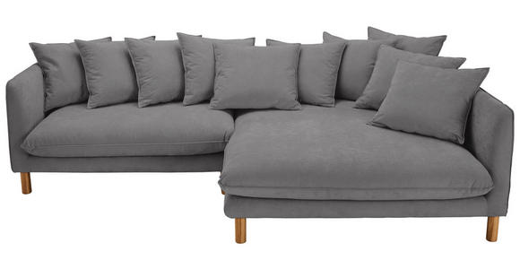 ECKSOFA Grau Chenille Rückenkissen, Rücken echt  - Buchefarben/Grau, KONVENTIONELL, Holz/Textil (276/162cm) - Carryhome