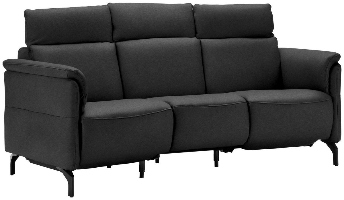 TRAPEZSOFA in Mikrofaser Dunkelgrau  - Dunkelgrau/Schwarz, Konventionell, Textil/Metall (221/103/95cm) - Dieter Knoll