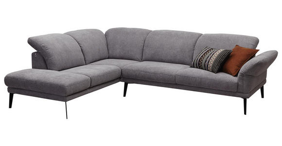 WOHNLANDSCHAFT in Textil Grau - Schwarz/Grau, Design, Textil/Metall (226/281cm) - Valnatura