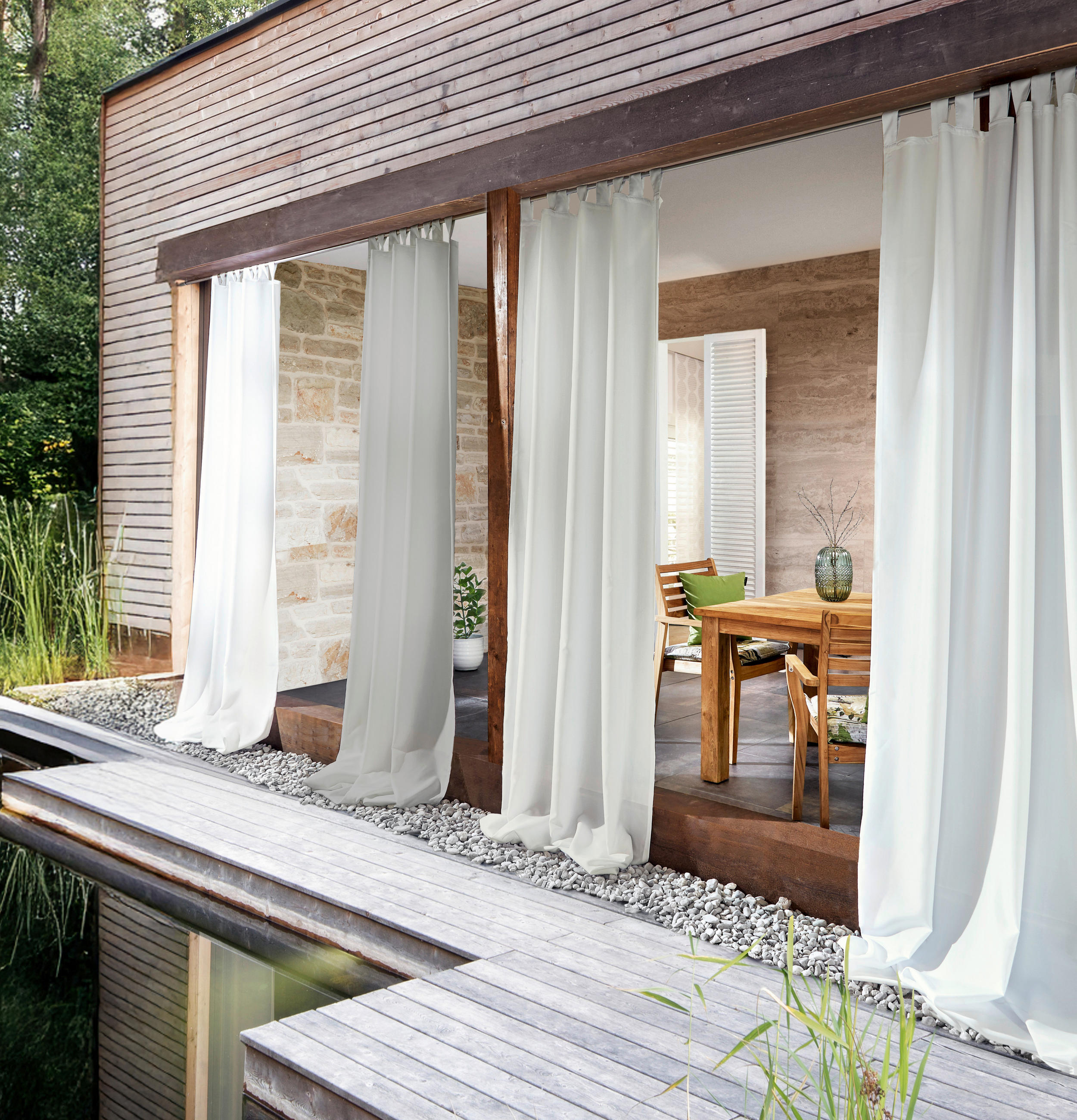 OUTDOORVORHANG blickdicht - Weiß, Basics, Textil (140/300cm) - Esposa