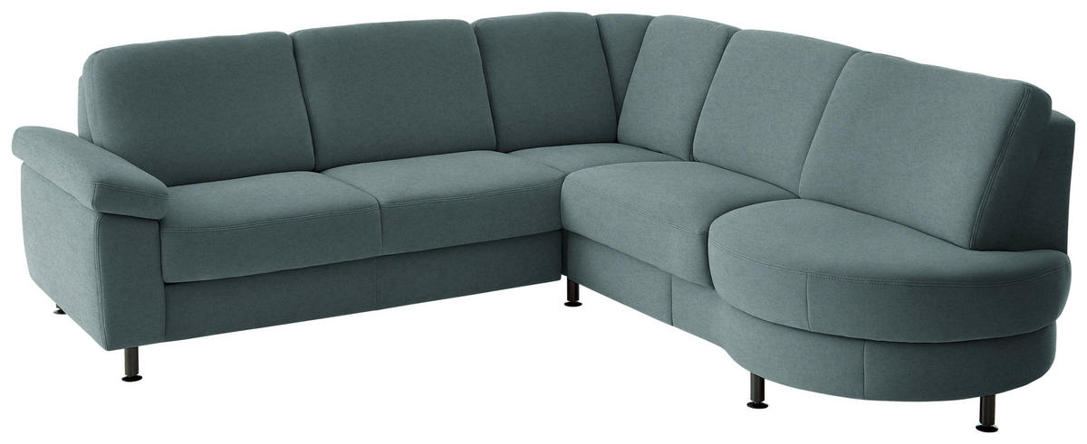 ECKSOFA Flachgewebe Blaugrau  - Blaugrau/Schwarz, Konventionell, Textil/Metall (248/252cm) - Beldomo Comfort