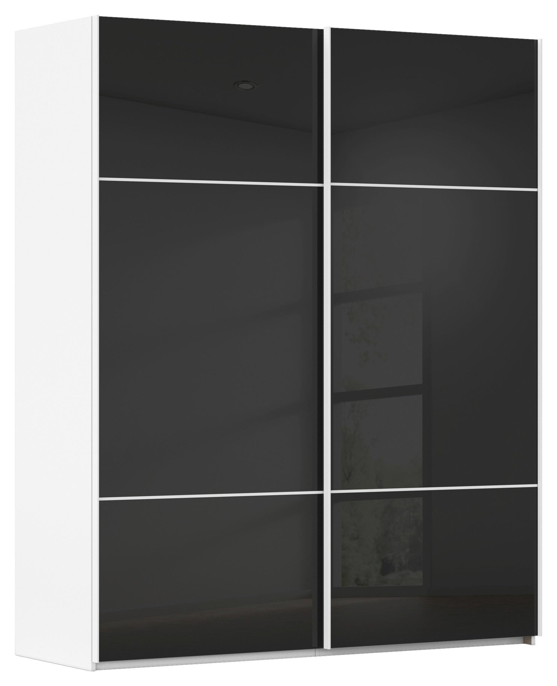 SCHWEBETÜRENSCHRANK in Schwarz, Weiss  - Weiss/Schwarz, Konventionell, Glas/Holzwerkstoff (162/223/68cm) - Novel