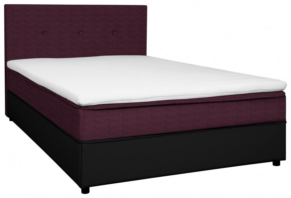BOXBETT 120/200 cm  in Schwarz, Brombeere  - Brombeere/Schwarz, KONVENTIONELL, Holz/Textil (120/200cm) - Boxxx