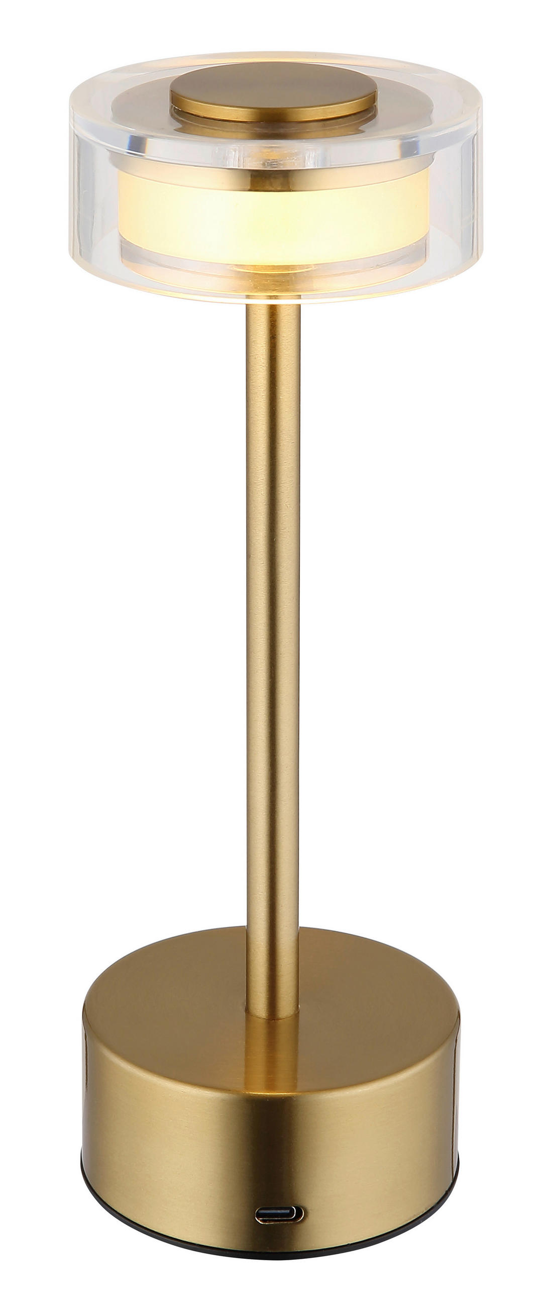 AKKU-TISCHLEUCHTE - Klar/Messingfarben, Design, Kunststoff/Metall (8/23,5cm) - Globo