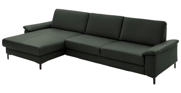 ECKSOFA in Echtleder Dunkelgrün 176/334 cm - Dunkelgrün/Schwarz, Design, Leder/Metall (176/334cm) - Dieter Knoll