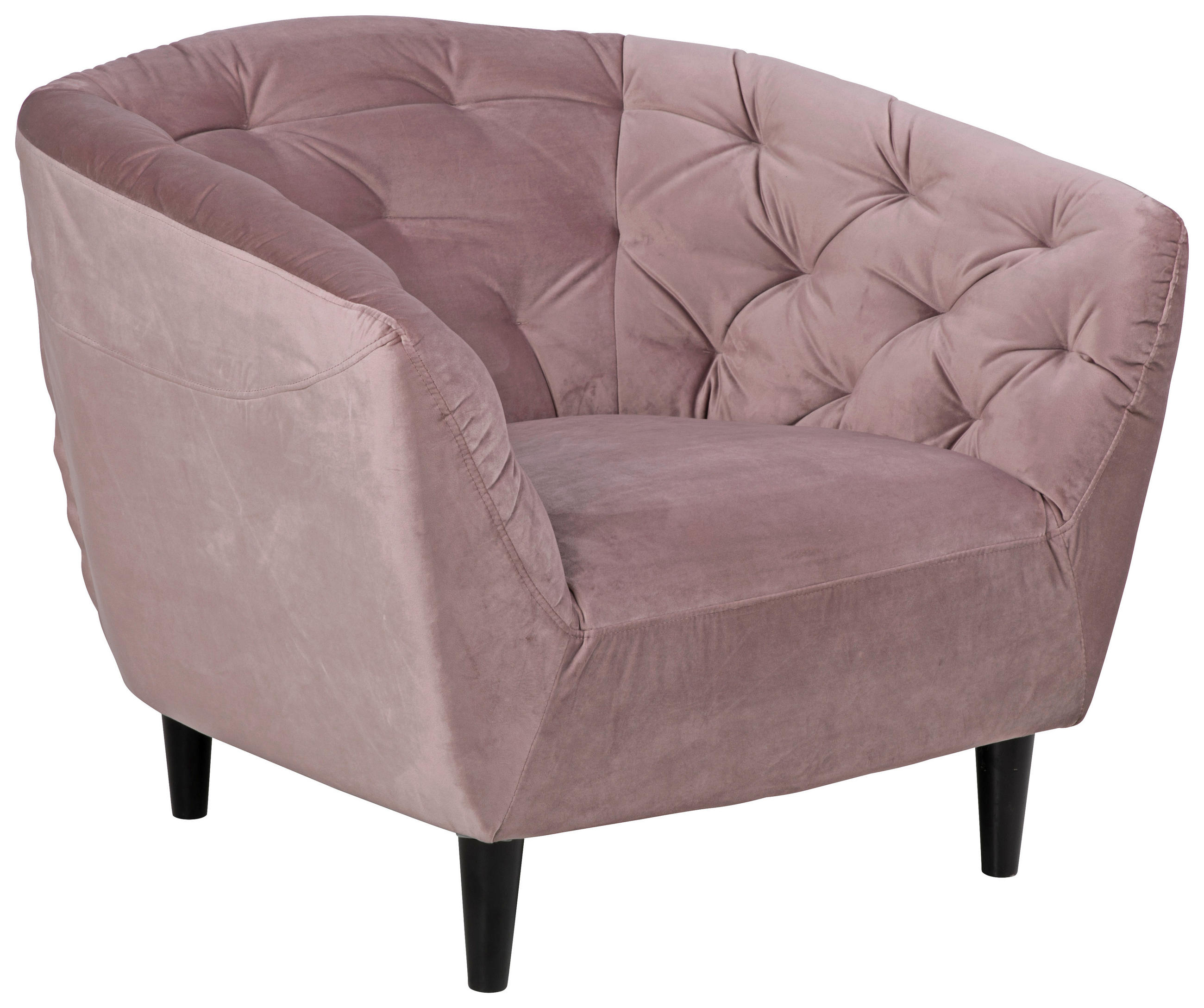 CHESTERFIELD-SESSEL in Samt Rosa  - Schwarz/Rosa, Trend, Holz/Textil (97/79/84cm) - Ambia Home