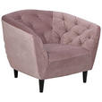 CHESTERFIELD-SESSEL Samt Rosa    - Schwarz/Rosa, Trend, Holz/Textil (97/79/84cm) - Ambia Home