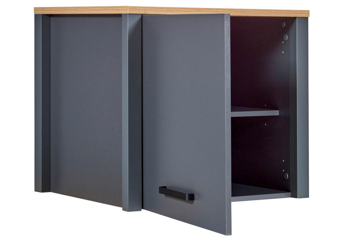KÜCHENLEERBLOCK   in Anthrazit, Eiche Artisan  - Anthrazit/Schwarz, MODERN, Glas/Holzwerkstoff (300/227/60cm) - home24