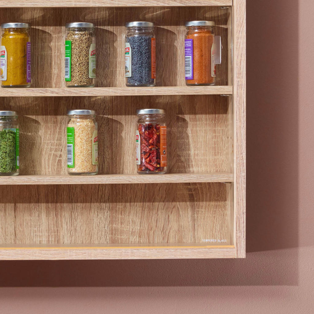 Thumbnail - Mid.you Wandregal, Eiche Artisan, Holzwerkstoff, 4 Fächer, 80x60x9.5 cm, Küchen, Küchenmöbel, Küchenregale