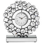 TISCHUHR Schwarz, Silberfarben 25/28/8 cm  - Silberfarben/Schwarz, Glas/Holzwerkstoff (25/28/8cm) - Ambia Home