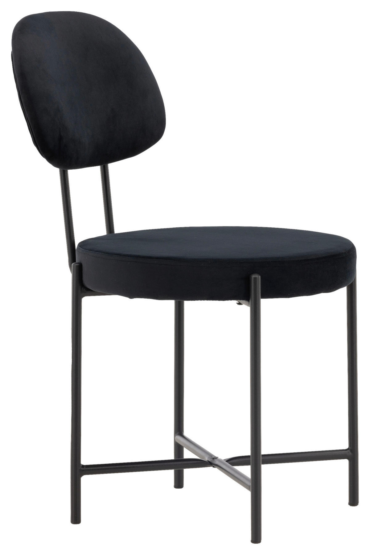 STUHL-SET  in Stahl Samt Metall, Textil  - Schwarz, Design, Textil/Metall (50/89/60cm) - Livetastic