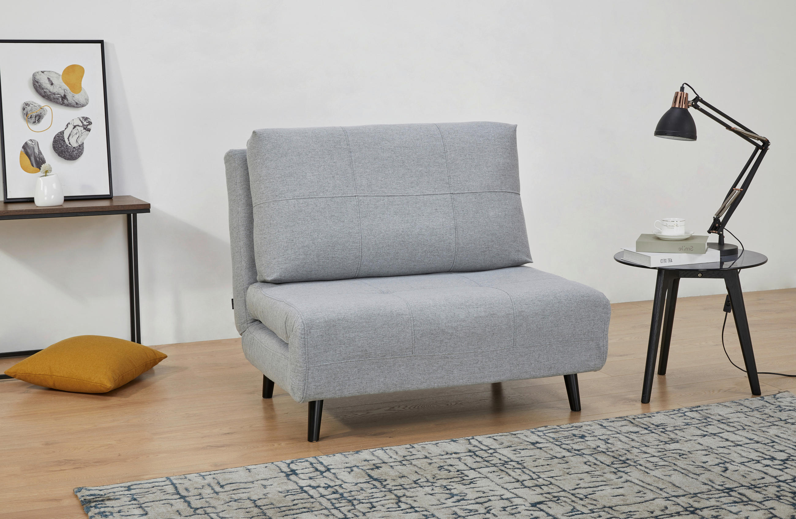 SCHLAFSESSEL in Webstoff Hellgrau  - Hellgrau/Schwarz, Design, Holz/Textil (102/89/85cm) - Ti'me
