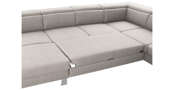 WOHNLANDSCHAFT inkl.Funktionen Ecru Webstoff - Ecru/Silberfarben, Design, Textil/Metall (168/320/226cm) - Xora