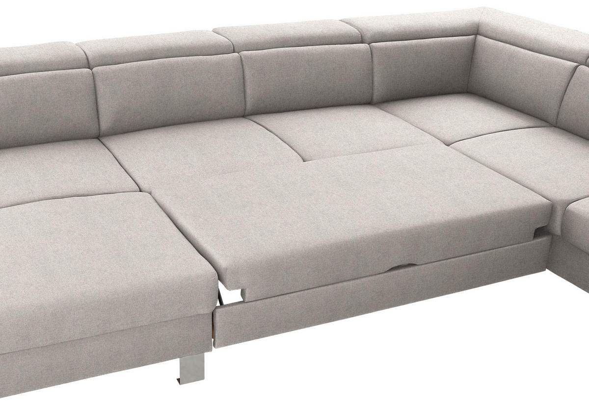 WOHNLANDSCHAFT in Webstoff Ecru  - Ecru/Silberfarben, Design, Textil/Metall (168/320/226cm) - Xora