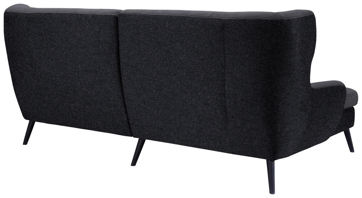 ECKSOFA in Cord Anthrazit  - Anthrazit/Schwarz, Design, Holz/Textil (165/237cm) - Stylife