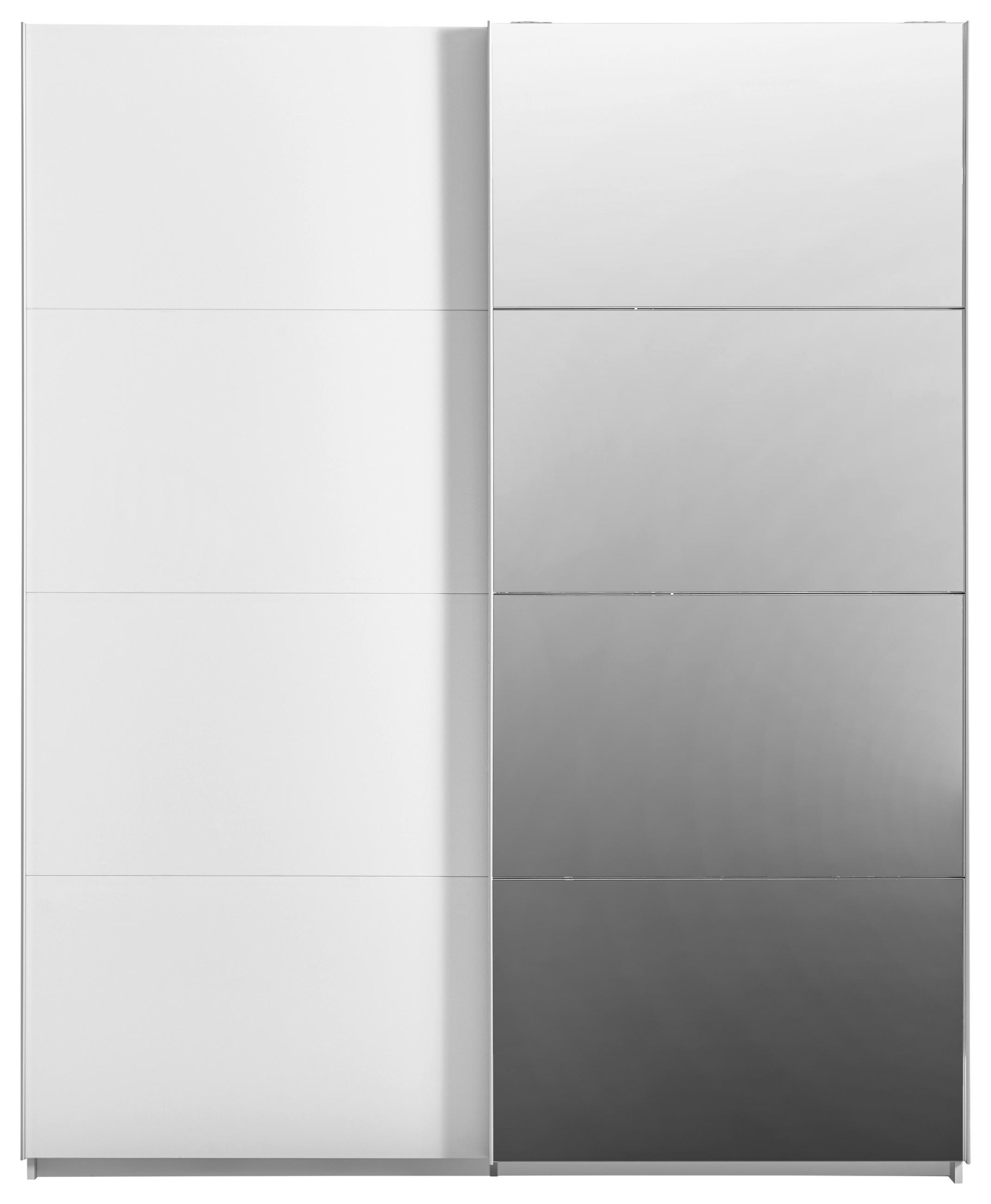 SCHWEBETÜRENSCHRANK Weiß 2  - Alufarben/Weiß, KONVENTIONELL, Glas/Holzwerkstoff (181/223/68cm) - Xora