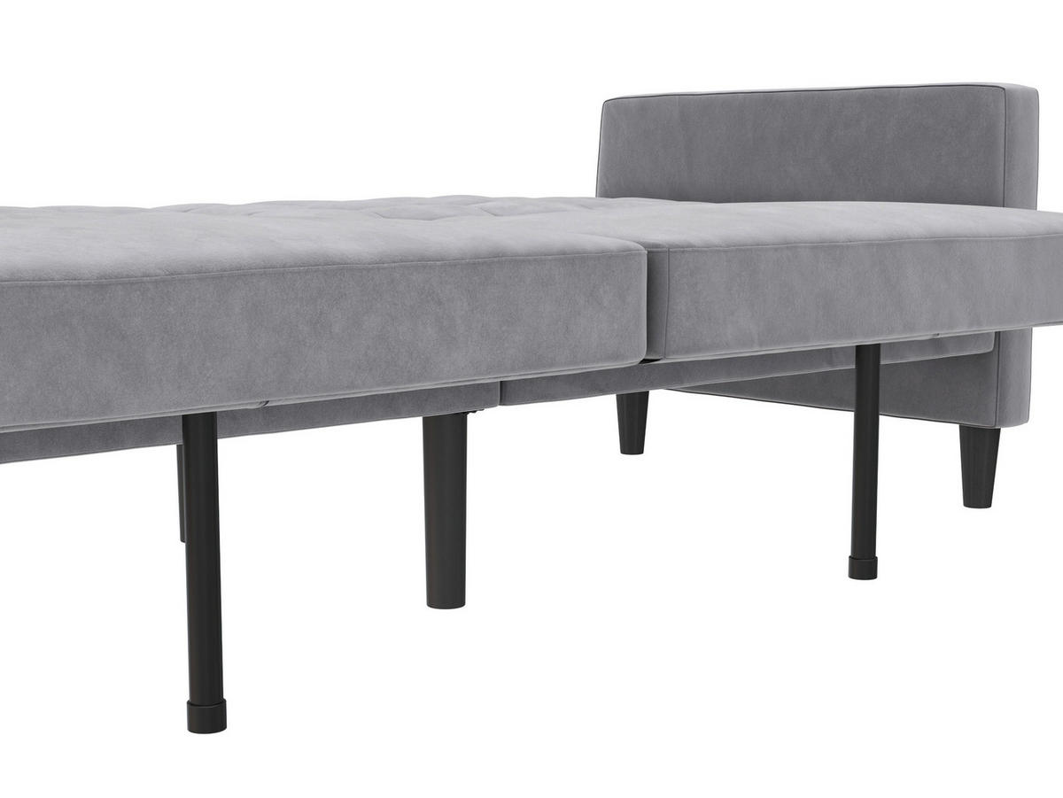 SCHLAFSOFA Velours Grau  - Schwarz/Grau, Basics, Kunststoff/Textil (207/86/86cm) - Livetastic