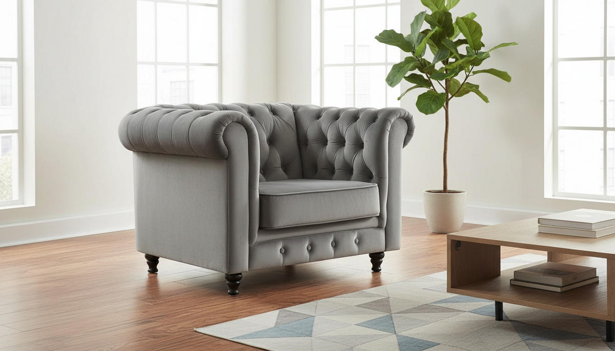 CHESTERFIELD-SESSEL - Schwarz/Grau, Basics, Holz/Textil (102/73/87cm) - Xora