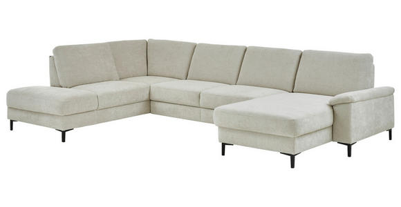 WOHNLANDSCHAFT Dieter Knoll Greige Chenille  - Greige/Schwarz, Design, Textil/Metall (235/349/175cm) - Dieter Knoll