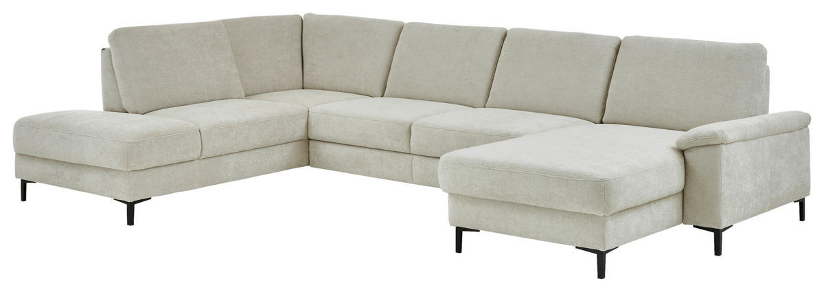 WOHNLANDSCHAFT Dieter Knoll Greige Chenille  - Greige/Schwarz, Design, Textil/Metall (235/349/175cm) - Dieter Knoll