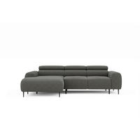 ECKSOFA Anthrazit Struktur Rücken echt, Kopfteilverstellung, Sitztiefenverstellung  - Anthrazit/Schwarz, MODERN, Textil/Metall (179/274cm) - Welnova