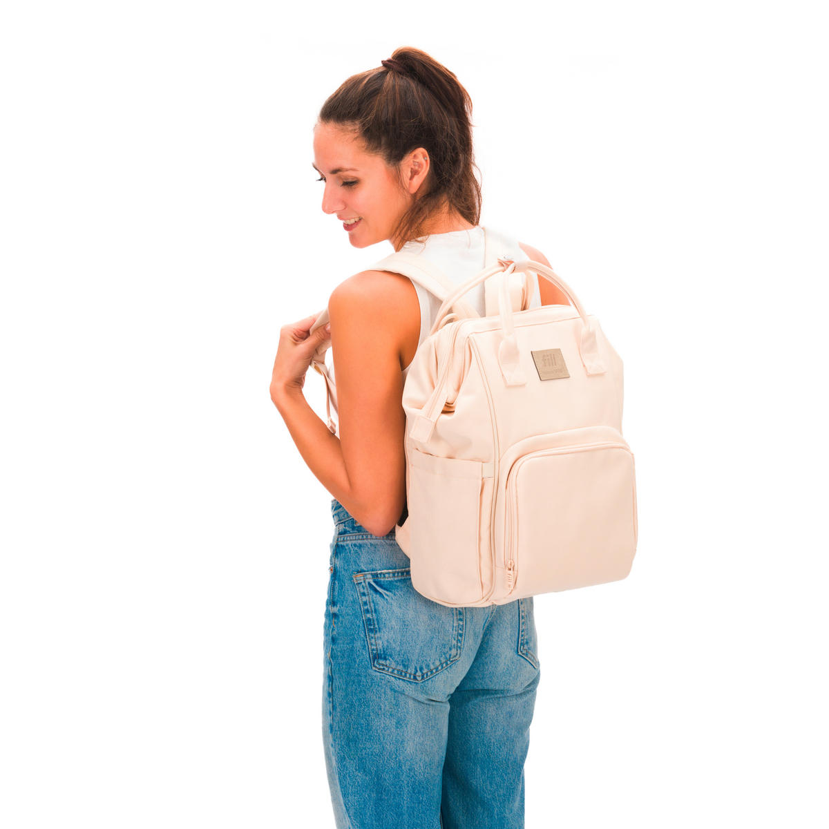 RUKSAK ZA PREVIJANJE   - boje pijeska, Basics, tekstil/plastika (27/18/42cm) - Fillikid