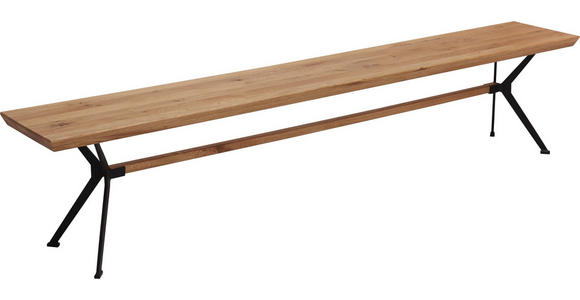 SITZBANK 220/45/35 cm in Schwarz, Eichefarben - Eichefarben/Schwarz, Natur, Holz/Metall (220/45/35cm) - Linea Natura