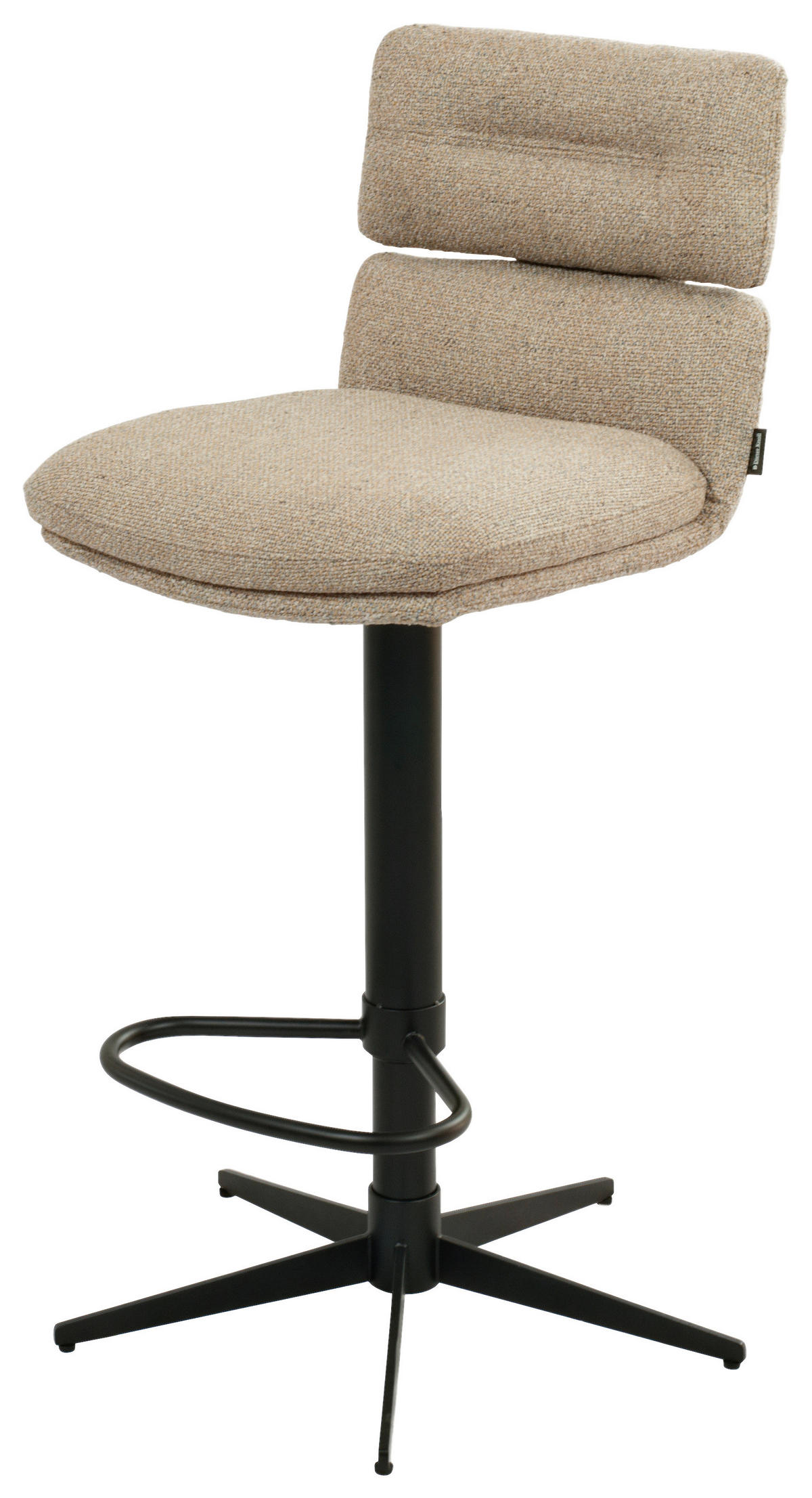 BARHOCKER Webstoff Braun, Schwarz Eisen Lederauswahl, Stoffauswahl, Wippfunktion, Sitzfläche 360° drehbar  - Schwarz/Braun, Design, Textil/Metall (42/99-117/50cm) - Dieter Knoll