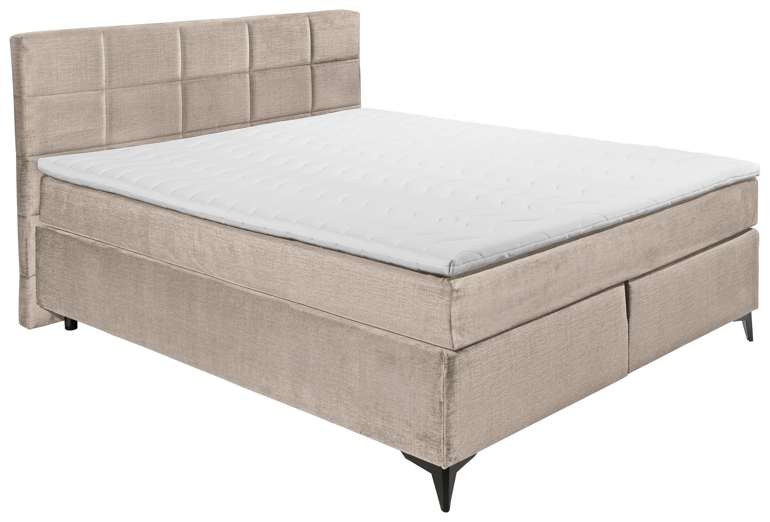 BOXSPRINGBETT 180/200 cm  in Creme  - Creme/Schwarz, Design, Holzwerkstoff/Kunststoff (180/200cm) - Xora