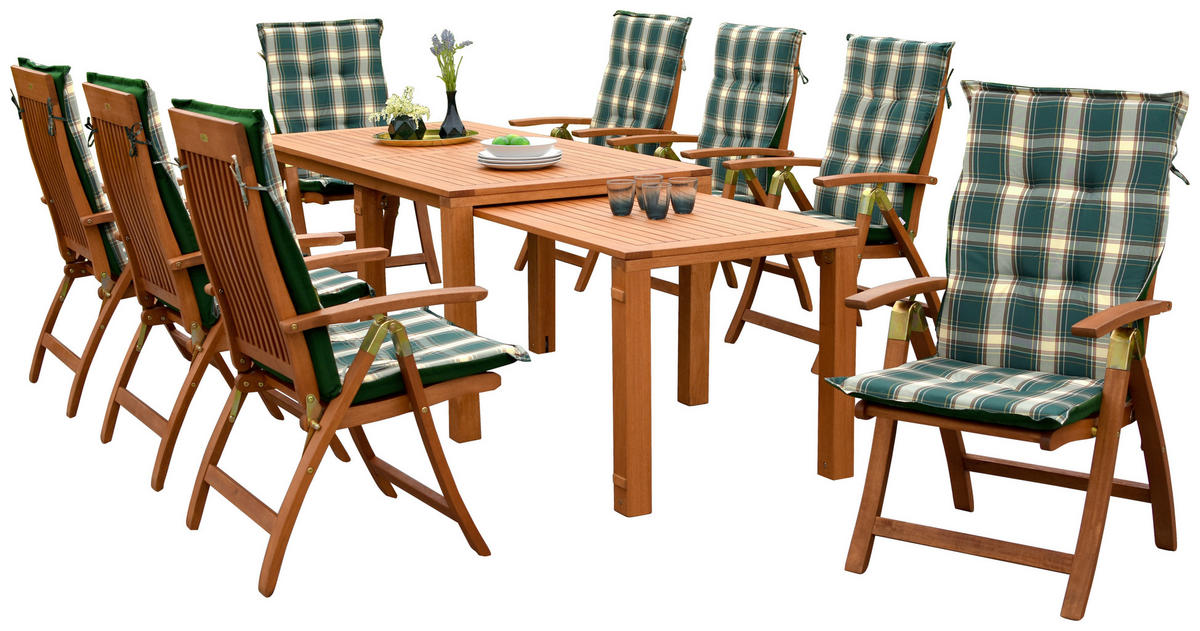 GARTENSET Eukalyptusholz Hartholz  - Naturfarben/Grün, KONVENTIONELL, Holz/Textil - Gardenson