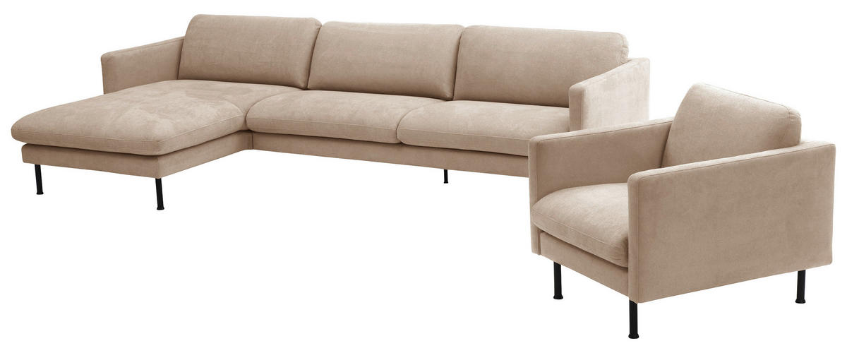SESSEL in Flachgewebe Beige  - Beige/Schwarz, Modern, Textil/Metall (76/78/89cm) - Max Winzer