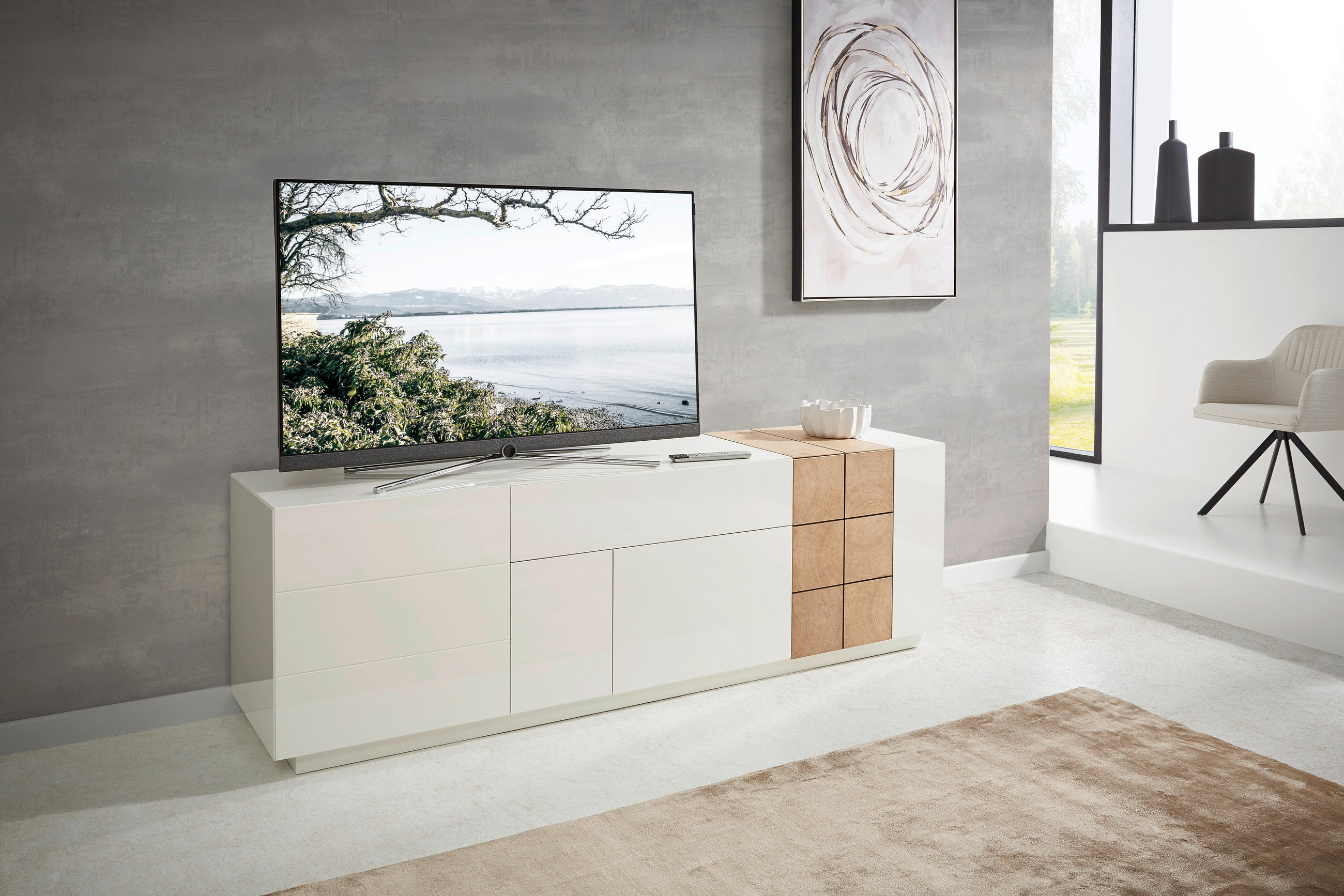 LOWBOARD QUADRA  in 210/66/52 cm  - Eichefarben, Design, Holz/Holzwerkstoff (210/66/52cm) - Ambiente