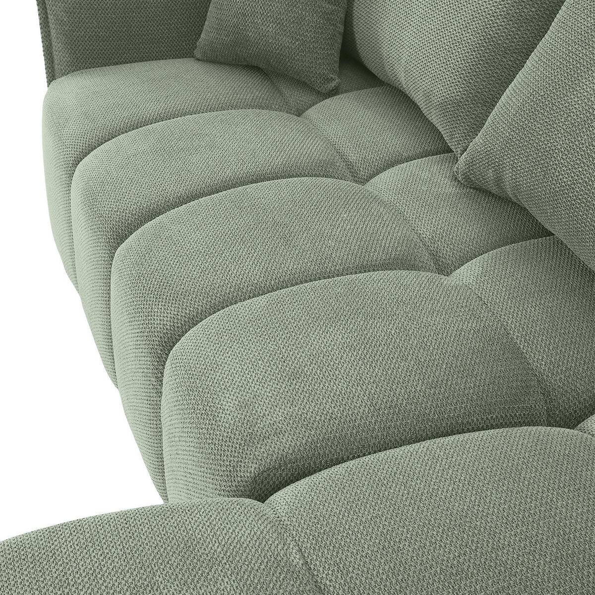 ECKSOFA Salbeigrün Plüsch Zierkissen, Rückenkissen, Bettkasten, Schlaffunktion, Rücken echt, Liegefläche im Originalstoff  - Salbeigrün/Schwarz, KONVENTIONELL, Kunststoff/Textil (253/192cm) - Carryhome