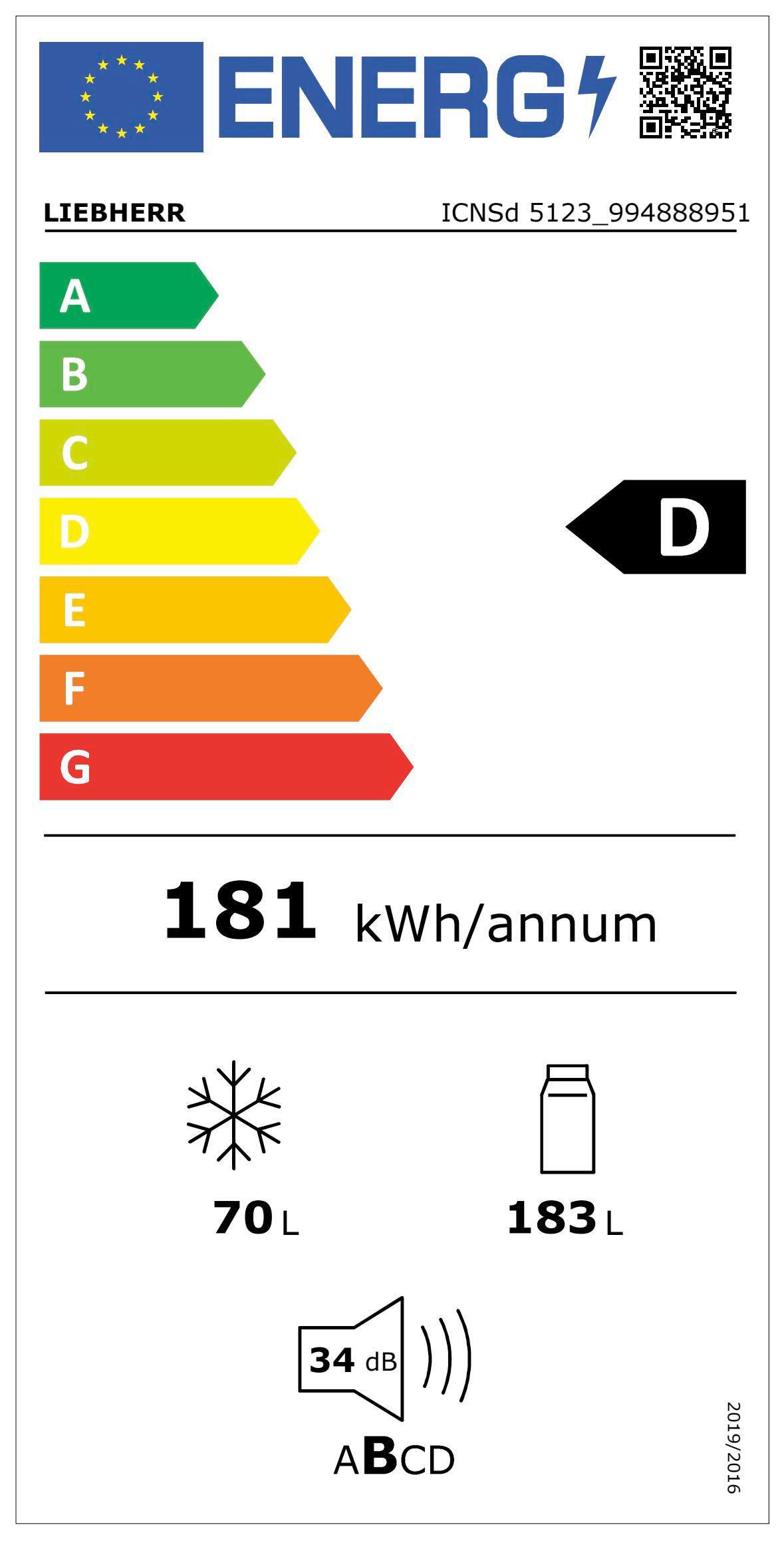 KÜHL-GEFRIER-KOMBINATION ICNSD5123-22  - Basics, Kunststoff/Metall (56-57/177-179/55cm) - Liebherr