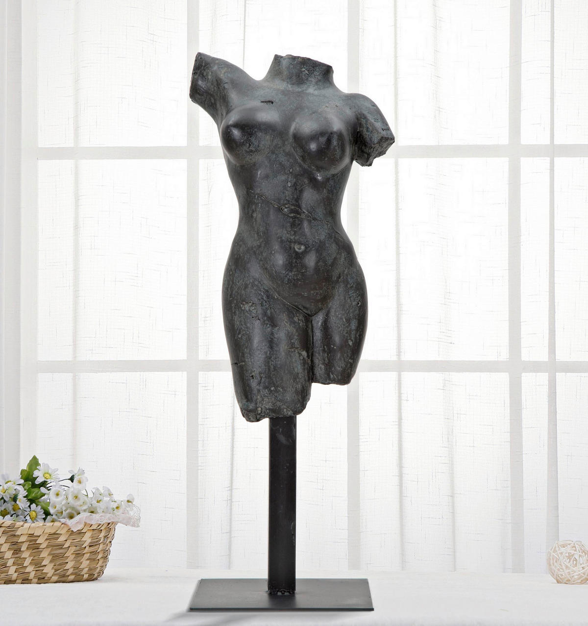 SKULPTUR - Schwarz, Basics, Kunststoff/Metall (19/50/17cm)