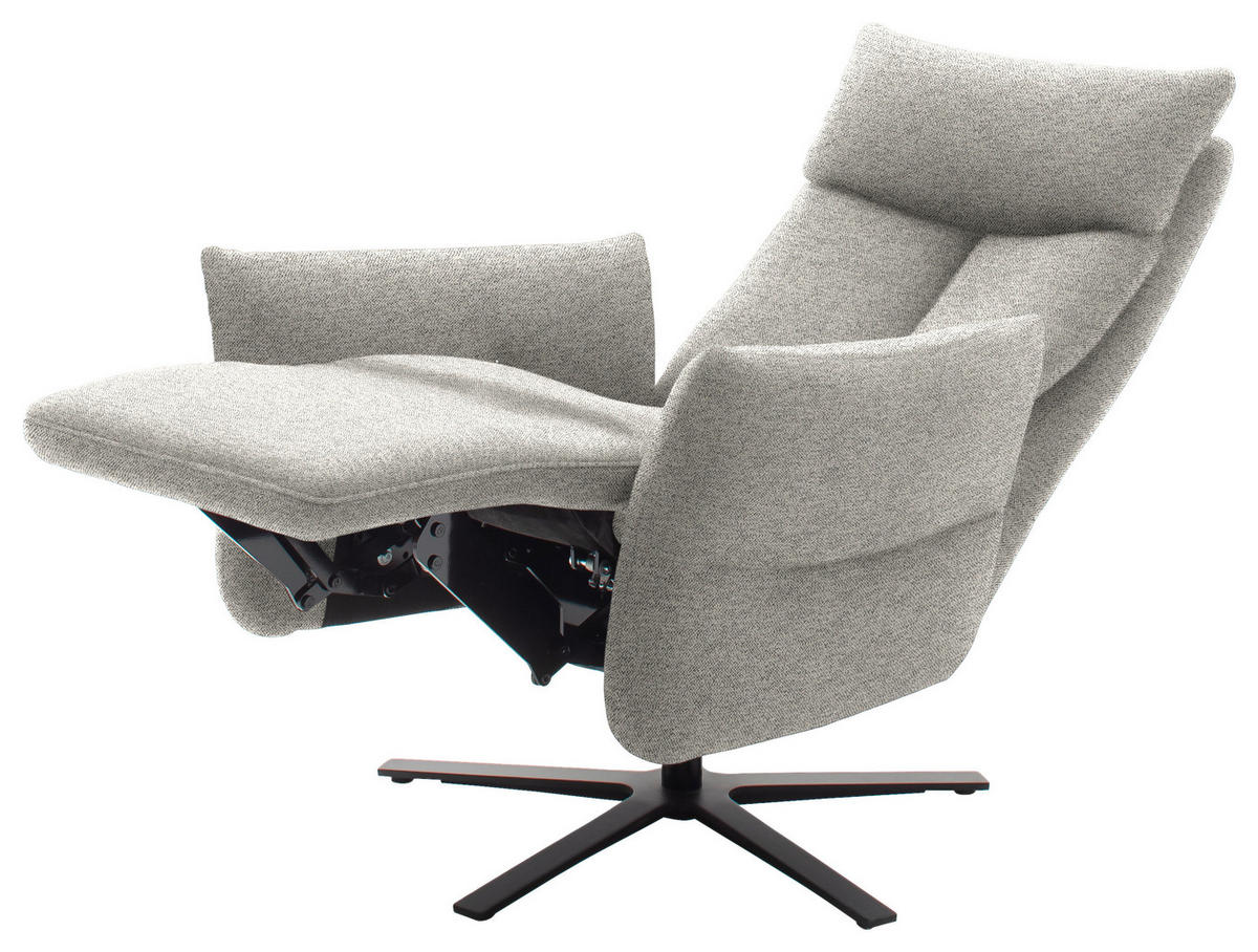 FERNSEHSESSEL  mit Relaxfunktion Chenille Silberfarben  - Silberfarben/Schwarz, Design, Textil/Metall (74/115/85cm) - Schöner Wohnen