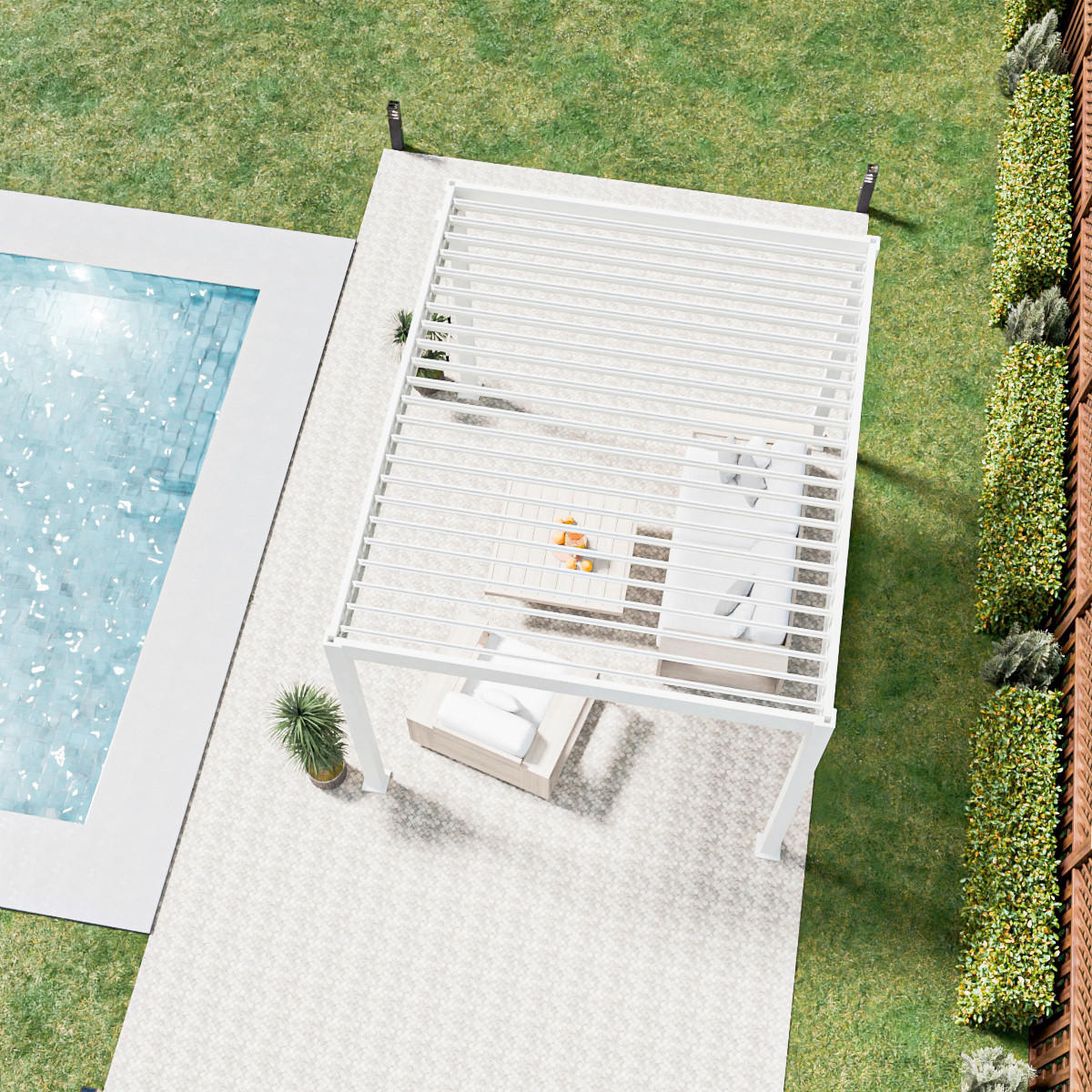 PERGOLA 300/255/360 cm Aluminium  - Weiß Hochglanz, Basics, Metall (300/255/360cm) - Gardenson