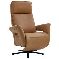 RELAXSESSEL in Leder Honig  - Schwarz/Honig, Design, Leder/Metall (83/112/87-174cm) - Valdera
