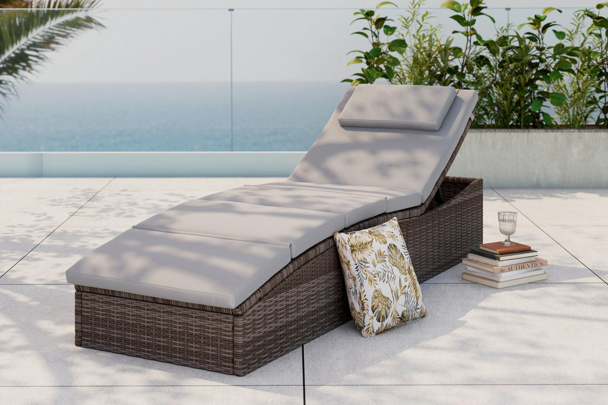 GARTENLIEGE 190/80/60 cm  - Beige, Modern, Kunststoff/Textil (190/80/60cm) - Ambia Garden