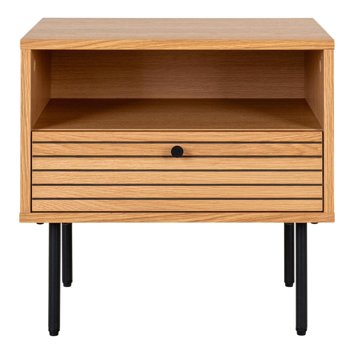 BEISTELLTISCH 50/50/40 cm Kyoto Eiche furniert Eichefarben  - Eichefarben/Schwarz, Basics, Holz/Metall (50/50/40cm)