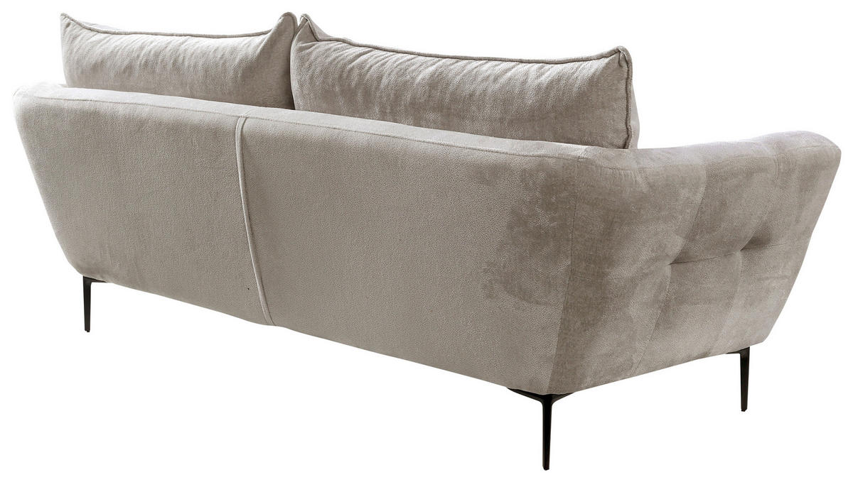 SOFA in Velours Grau  - Schwarz/Grau, Design, Textil/Metall (225/86/95cm) - MID.YOU