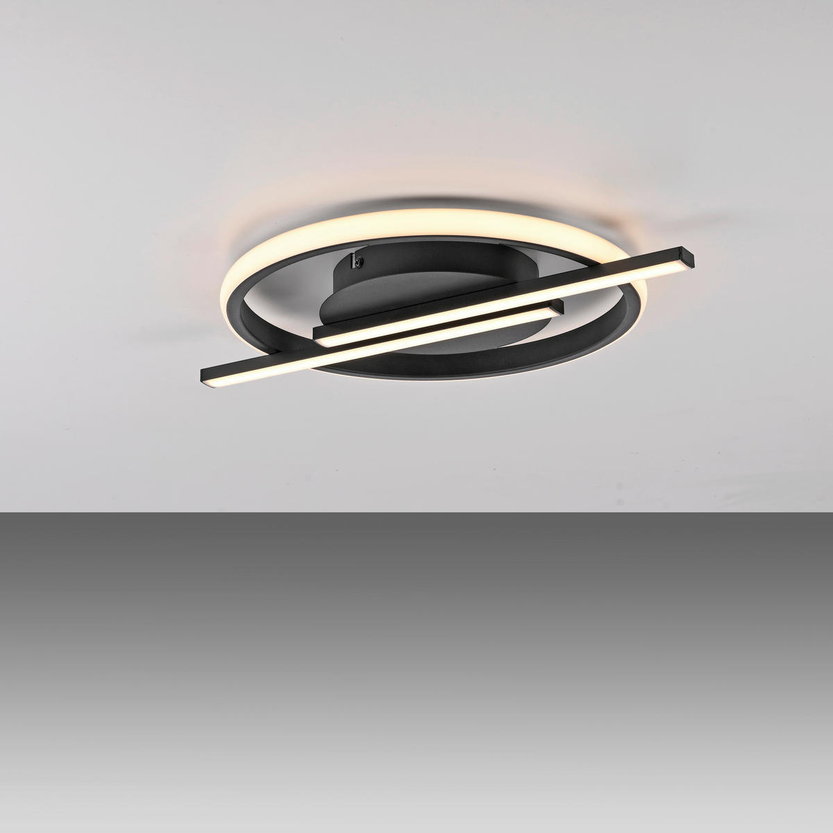 LED PLAFONJERA - crna, Dizajnerski, metal/plastika (42,5/31/4,5cm)