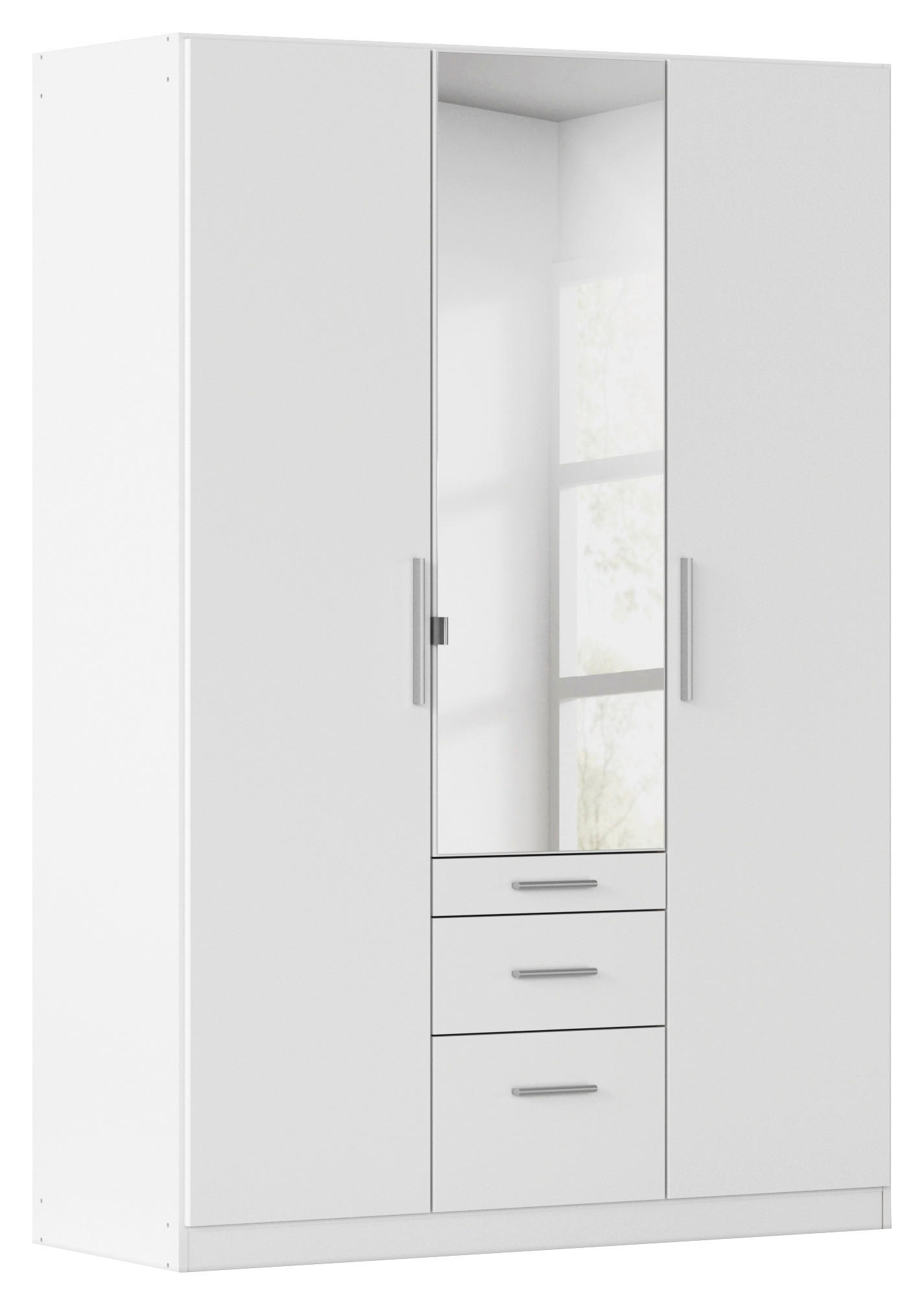 DREHTÜRENSCHRANK 136/210/54 cm,  in Weiß, 3-türig  - Alufarben/Weiß, KONVENTIONELL, Glas/Holzwerkstoff (136/210/54cm) - home24