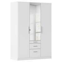 DREHTÜRENSCHRANK 136/210/54 cm,  in Weiß, 3-türig  - Alufarben/Weiß, KONVENTIONELL, Glas/Holzwerkstoff (136/210/54cm) - home24